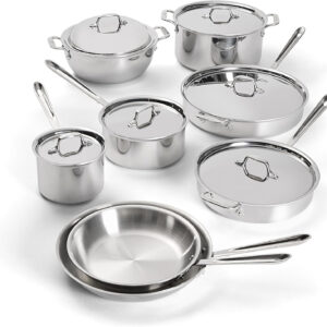 All-Clad D3 Stainless Steel Cookware Set, 14-Piece, Made in the USA