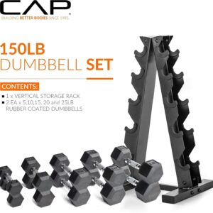 CAP 150 lb dumbbell set with vertical storage rack